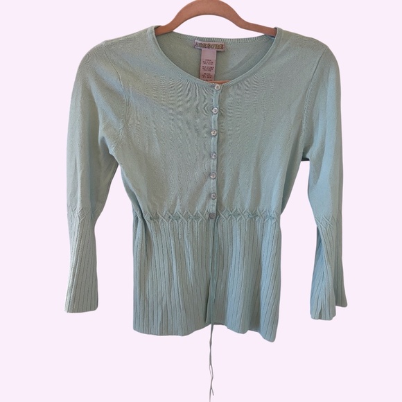 Vintage Y2K "Awesome" Button Front Knit Cardigan Top Blue Size M - Picture 1 of 10